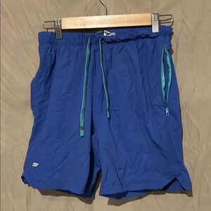 Fabletics Men's Royal Blue Athletic Shorts with Teal Accents